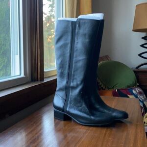 H by Halston Black Leather Sasha Riding Boots Size 7